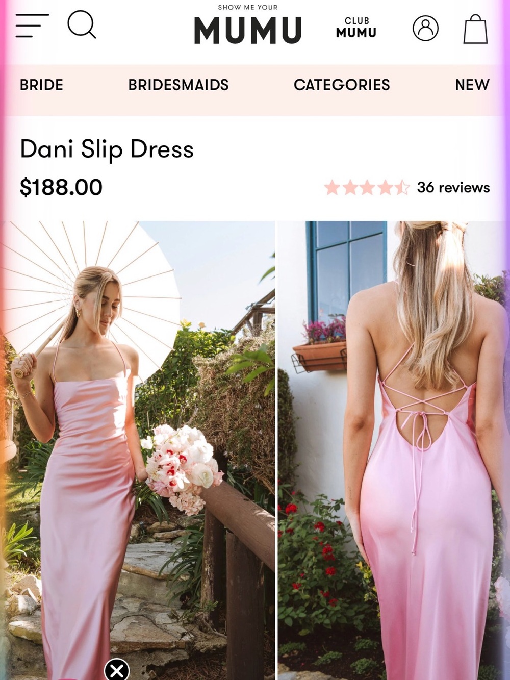 Dani Slip Dress in Light Pink